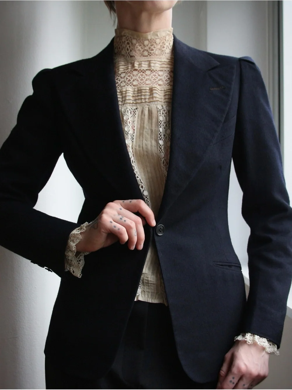 1930's Indigo Wool Tailored Blazer Jacket - Picture 3 of 8